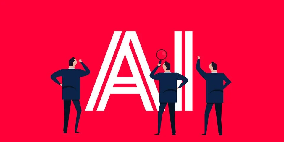 AI artificial intelligence large big text concept bright red color Stock-Illustration