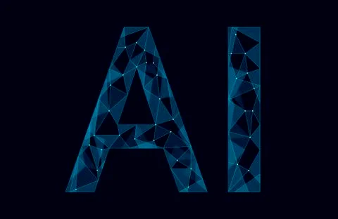 AI artificial intelligence letters 3D. Virtual assistant app geometric symbol Stock-Illustration