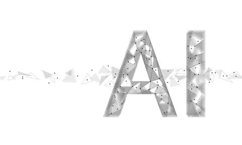 AI artificial intelligence letters 3D. Virtual assistant app geometric symbol 스톡 일러스트