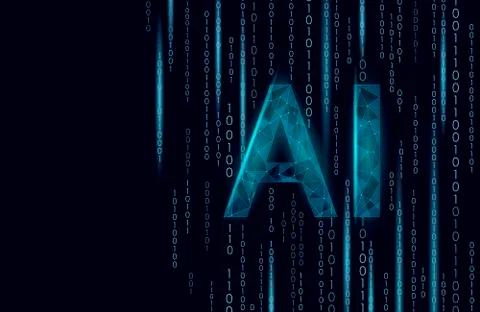 AI artificial intelligence letters 3D. Virtual assistant app geometric symbol Stock Illustration