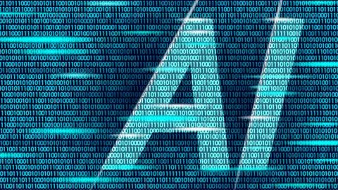 AI artificial intelligence letters on code data flow. Virtual assistant app Stockillustratie