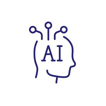 AI, Artificial intelligence line icon 库存插图