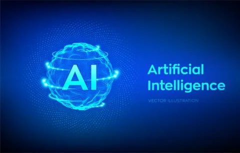 AI. Artificial Intelligence Logo. Artificial Intelligence and Machine Learnin Illustrazione stock