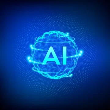 AI. Artificial Intelligence Logo. Artificial Intelligence and Machine Learnin Illustrazione stock