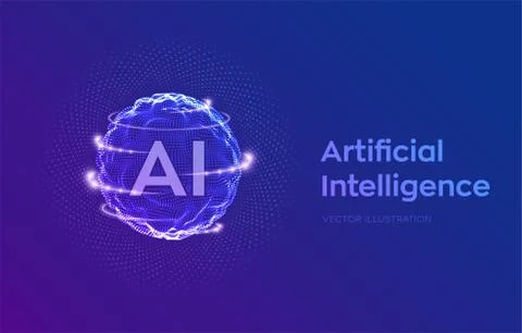 AI. Artificial Intelligence Logo. Artificial Intelligence and Machine Learnin Illustrazione stock