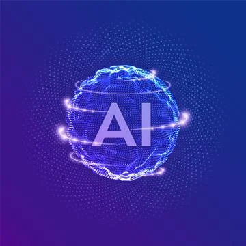 AI. Artificial Intelligence Logo. Artificial Intelligence and Machine Learnin Illustrazione stock