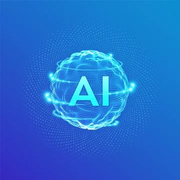 AI. Artificial Intelligence Logo. Artificial Intelligence and Machine Learnin Stock Illustration