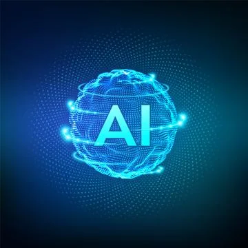 AI. Artificial Intelligence Logo. Artificial Intelligence and Machine Learnin Illustrazione stock