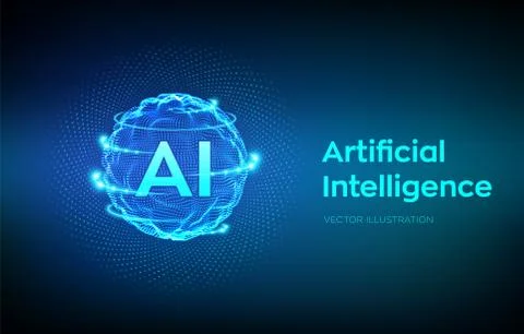 AI. Artificial Intelligence Logo. Artificial Intelligence and Machine Learnin Illustrazione stock
