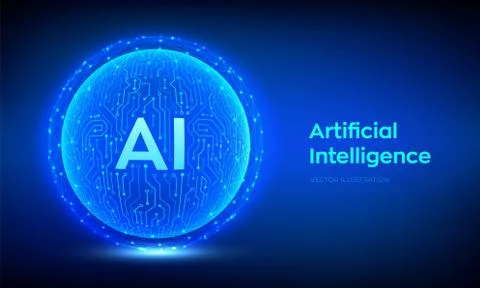 AI. Artificial Intelligence Logo. Artificial Intelligence and Machine Learnin Stock Illustration