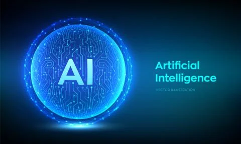 AI. Artificial Intelligence Logo. Artificial Intelligence and Machine Learnin Stock Illustration