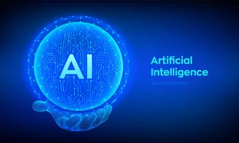 AI. Artificial Intelligence Logo. Artificial Intelligence and Machine Learnin Stock Illustration