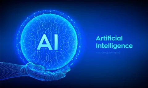 AI. Artificial Intelligence Logo. Artificial Intelligence and Machine Learnin Stock Illustration