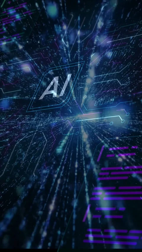 AI Artificial Intelligence Logo in Cyber Circuit Network Stock Footage 336042767