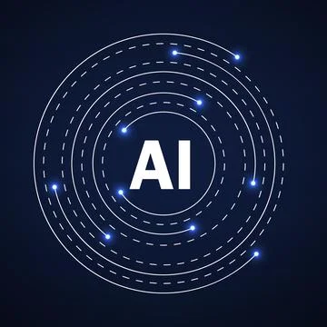 AI Artificial intelligence logo. Future cybernetic artificial intelligence te Stock Illustration