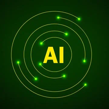 AI Artificial intelligence logo. Future cybernetic artificial intelligence .. Stock Illustration