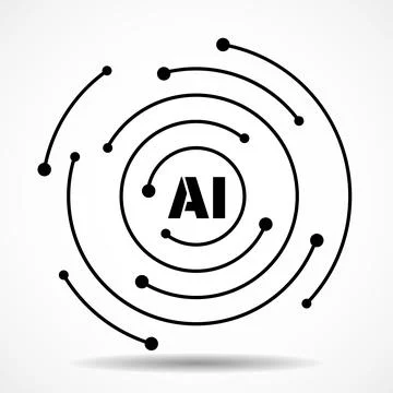 AI Artificial intelligence logo. Future cybernetic artificial intelligence te Stock Illustration