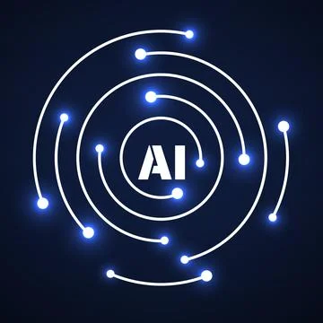 AI Artificial intelligence logo. Future cybernetic artificial intelligence te Stock Illustration