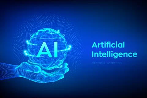 AI. Artificial Intelligence Logo in hand. Artificial Intelligence and Machine Stock Illustration