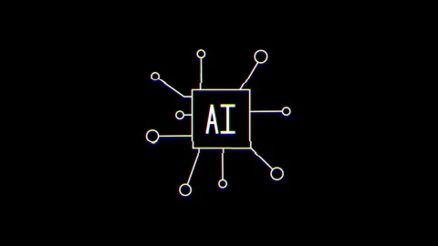 AI Artificial Intelligence Logo Symbol stylised like computer chip Stock Footage 262598680