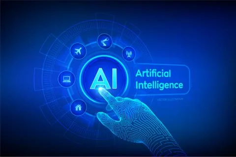 AI. Artificial intelligence. Machine learning, Big data analysis and automati Stock Illustration