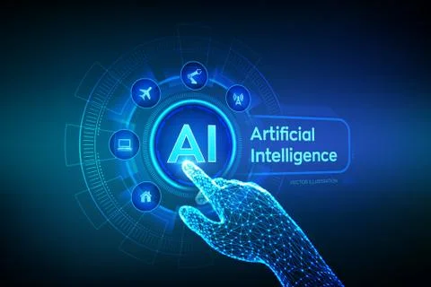 AI. Artificial intelligence. Machine learning, Big data analysis and automati Stock Illustration