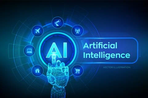 AI. Artificial intelligence. Machine learning, Big data analysis and automati Stock Illustration