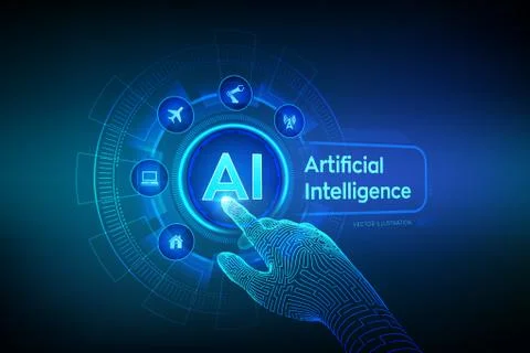 AI. Artificial intelligence. Machine learning, Big data analysis and automati Stock Illustration