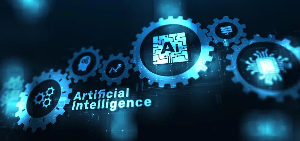 AI Artificial intelligence, Machine learning, Big data analysis and automation Stock Illustration