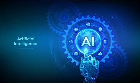 AI. Artificial Intelligence. Machine Learning Concept. Big data. Neural net.. イラスト素材