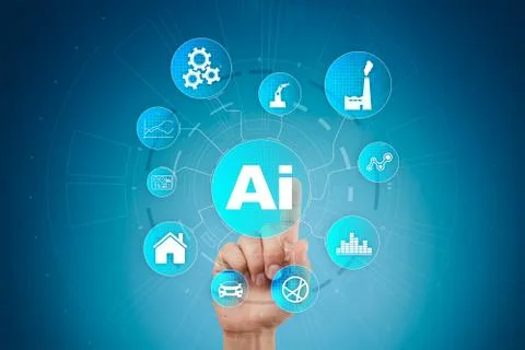 AI, Artificial intelligence, machine learning, neural networks and modern Stock Photos