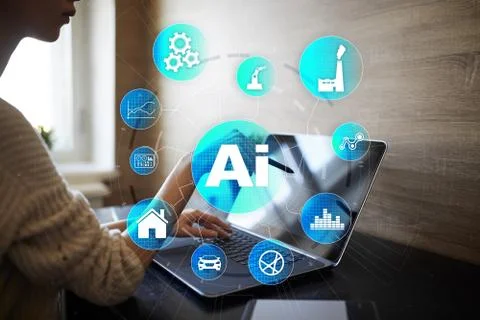 AI, Artificial intelligence, machine learning, neural networks and modern Stock Photos