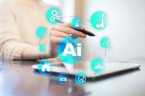 AI, Artificial intelligence, machine learning, neural networks and modern Stock Photos