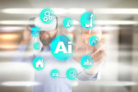 AI, Artificial intelligence, machine learning, neural networks and modern Foto stock