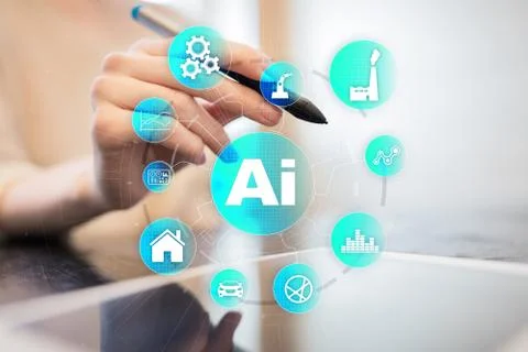 AI, Artificial intelligence, machine learning, neural networks and modern Stock Photos