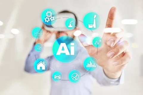 AI, Artificial intelligence, machine learning, neural networks and modern Stock Photos