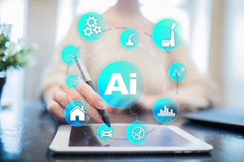 AI, Artificial intelligence, machine learning, neural networks and modern Stock Photos