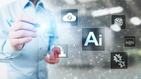 AI Artificial intelligence, Machine learning, Big data analysis and automation Stock Photos