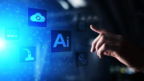 AI Artificial intelligence, Machine learning, Big data analysis and automation 스톡 사진