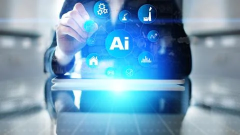 AI Artificial intelligence, Machine learning, Big data analysis and automation Stock Photos