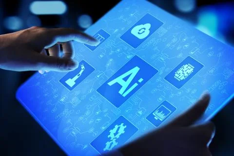 AI Artificial intelligence, Machine learning, Big data analysis and automation Stock Photos