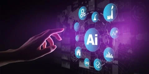 AI Artificial intelligence, Machine learning, Big data analysis and automation Stock Photos