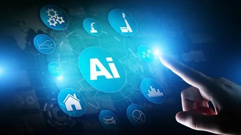 AI Artificial intelligence, Machine learning, Big data analysis and automation Stock Photos