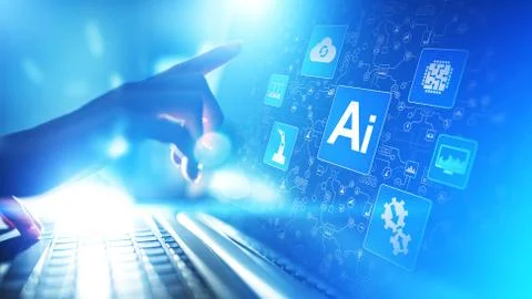 AI Artificial intelligence, Machine learning, Big data analysis and automation Stock Photos