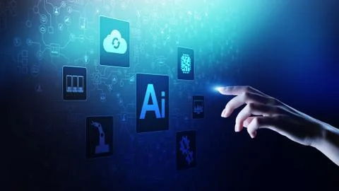 AI Artificial intelligence, Machine learning, Big data analysis and automation Foto stock