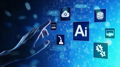 AI Artificial intelligence, Machine learning, Big data analysis and automation Stock Photos