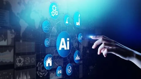 AI Artificial intelligence, Machine learning, Big data analysis and automation Stock Photos
