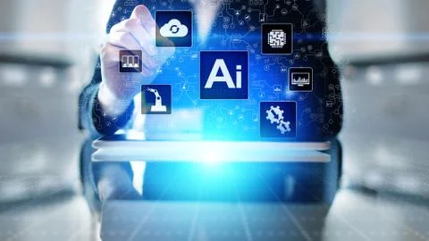 AI Artificial intelligence, Machine learning, Big data analysis and automation Stock Photos