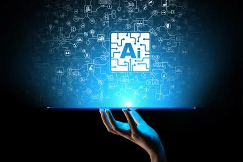 AI Artificial intelligence, Machine learning, Big data analysis and automation Stock Photos