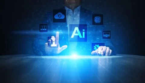 AI Artificial intelligence, Machine learning, Big data analysis and automation Stock Photos
